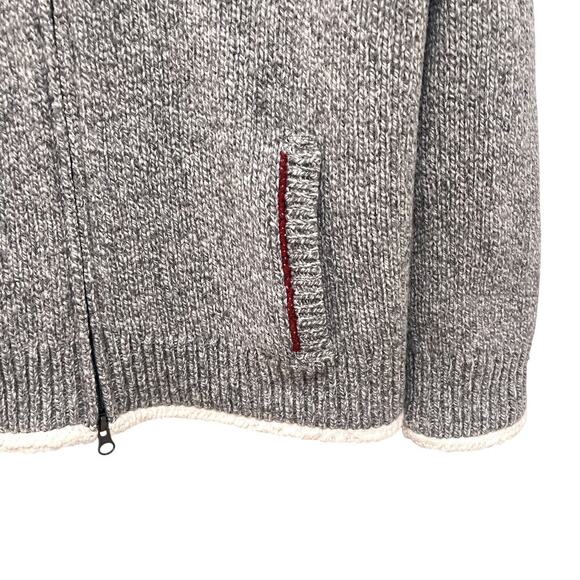 LL Bean Classic Women's Ragg Wool Sherpa lined Zip Sweater Grey Medium 503315 - Picture 7 of 11